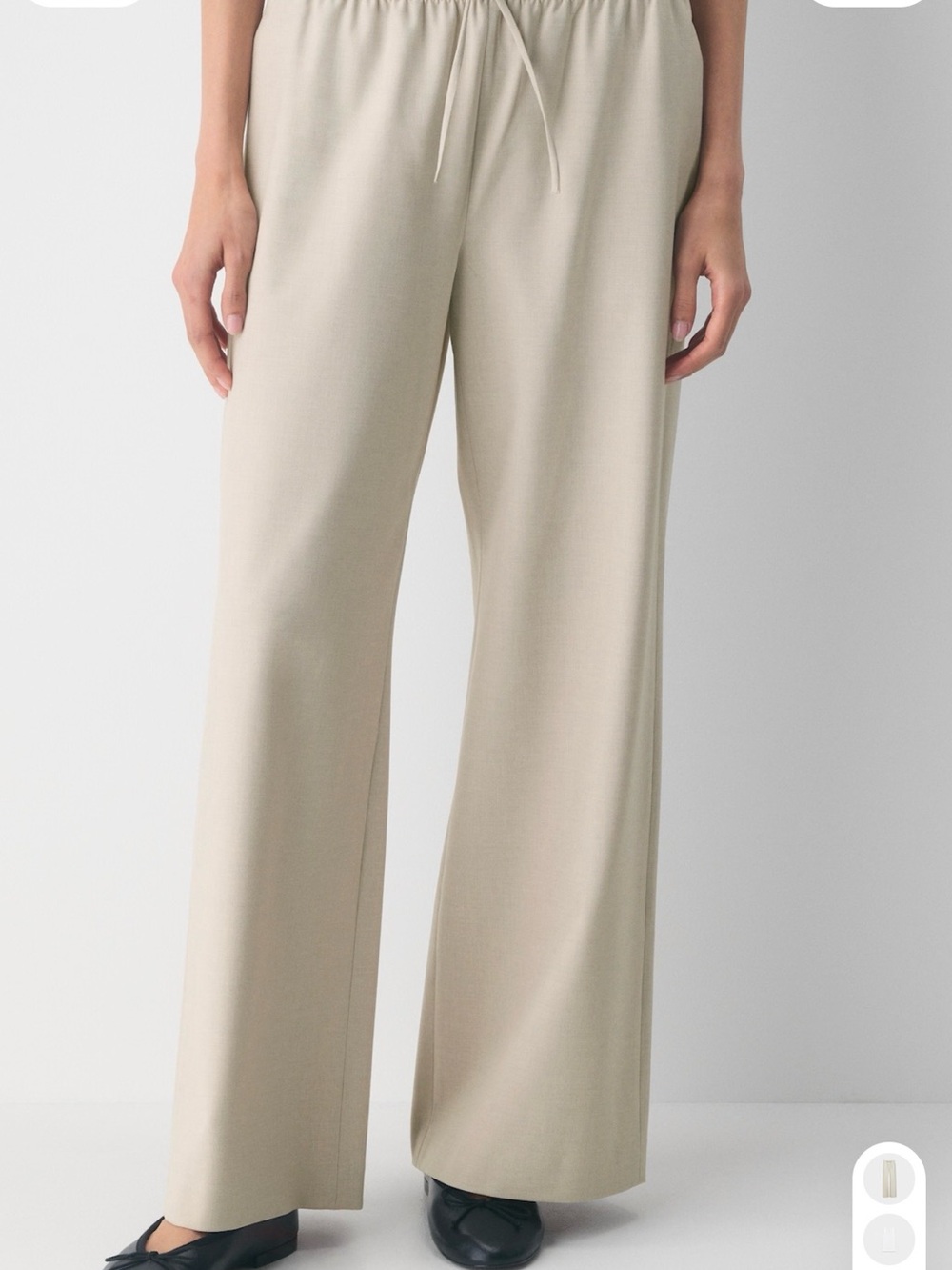 Aritzia Wide Leg Drawstring Pants in Light Cream - Picture 3 of 8